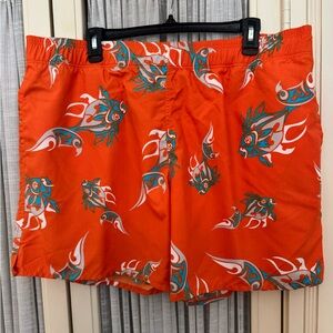 Zegna Sport Bold Orange Patterned Men's swim trunks
